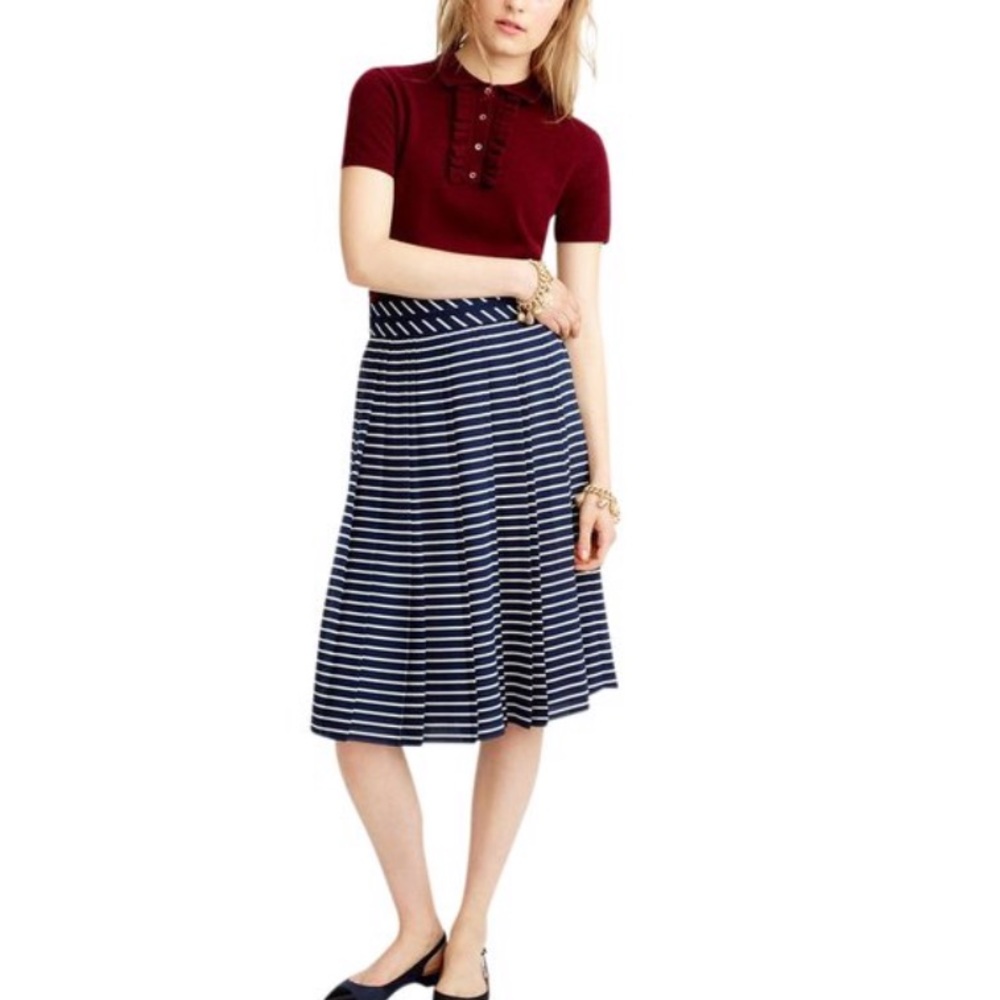 J.Crew Stripe double Pleated Midi Skirt - Picture 1 of 11